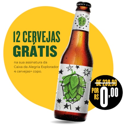 Imagem de Assinatura Caixa da Alegria 4 Cervejas e 1 Copo (12 Cervejas Grátis, uma por mês)