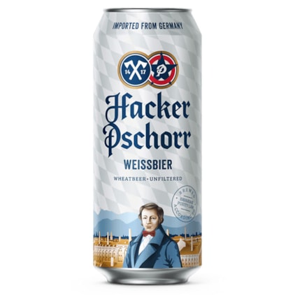 Cerveja Hacker Pschorr Weissbier Lata 500ml Imagem de Cerveja Hacker Pschorr Weissbier Lata 500ml