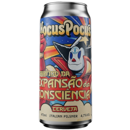 Cerveja Hocus Pocus Partido da Expansão da Consciência Italian Pilsner Lata 473ml Imagem de Cerveja Hocus Pocus Partido da Expansão da Consciência Italian Pilsner Lata 473ml