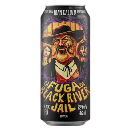 Cerveja Juan Caloto La Fuga de Black River Jail Black IPA Lata 473ml Imagem de Cerveja Juan Caloto La Fuga de Black River Jail Black IPA Lata 473ml