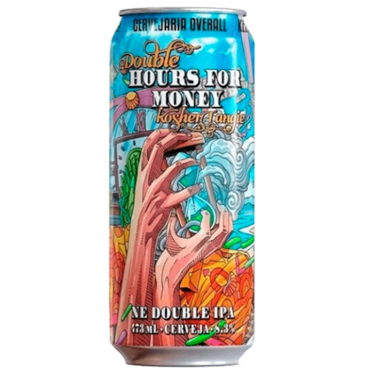 Cerveja Overall Double Hours For Money Kosher Tangie NE Double IPA Lata 473ml Imagem de Cerveja Overall Double Hours For Money Kosher Tangie NE Double IPA Lata 473ml