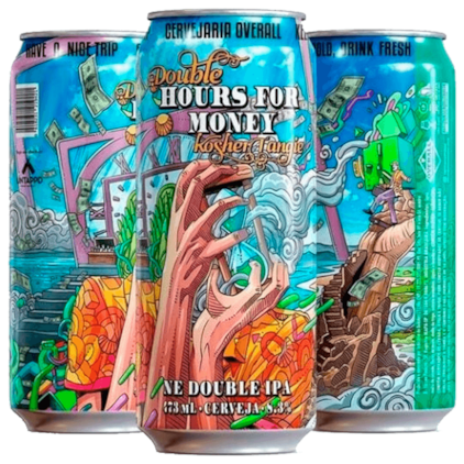 Cerveja Overall Double Hours For Money Kosher Tangie NE Double IPA Lata 473ml Imagem de Cerveja Overall Double Hours For Money Kosher Tangie NE Double IPA Lata 473ml