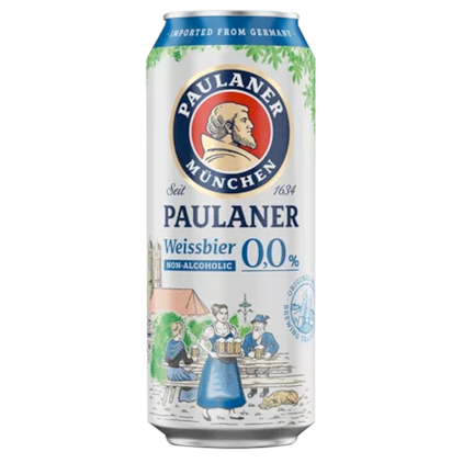 Cerveja Paulaner Weissbier Zero Lata 500ml Imagem de Cerveja Paulaner Weissbier Zero Lata 500ml