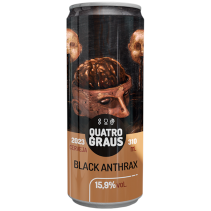 Cerveja Quatro Graus Black Anthrax Imperial Stout 2023 Lata 310ml Imagem de Cerveja Quatro Graus Black Anthrax Imperial Stout 2023 Lata 310ml
