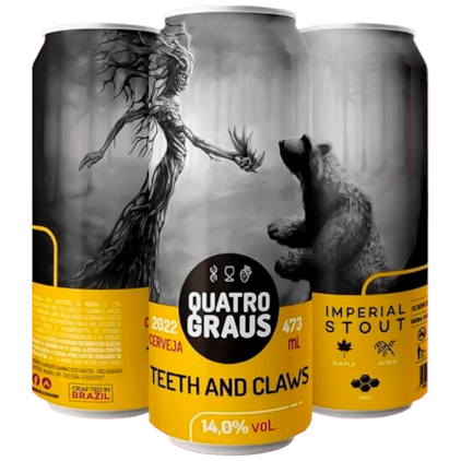 Cerveja Quatro Graus Teeth And Claws Imperial Stout Lata 473ml Imagem de Cerveja Quatro Graus Teeth And Claws Imperial Stout Lata 473ml