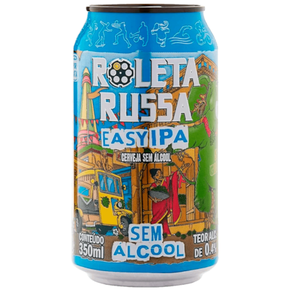 Cerveja Roleta Russa Easy IPA Sem Álcool e Sem Glúten Tambor Lata 350ml Imagem de Cerveja Roleta Russa Easy IPA Sem Álcool e Sem Glúten Tambor Lata 350ml