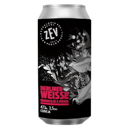 Cerveja ZEV Berliner Weisse Com Maracujá e Pitaya Lata 473ml Imagem de Cerveja ZEV Berliner Weisse Com Maracujá e Pitaya Lata 473ml