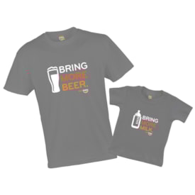 Kit Camiseta Pai e Filho Bring More Beer / Bring More Milk Grafite M