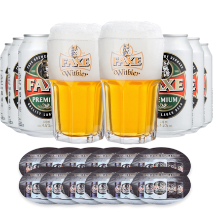 Imagem de Kit Cervejas Faxe Premium - Compre 6 e Leve 2  Copos + 12 Bolachas Originais
