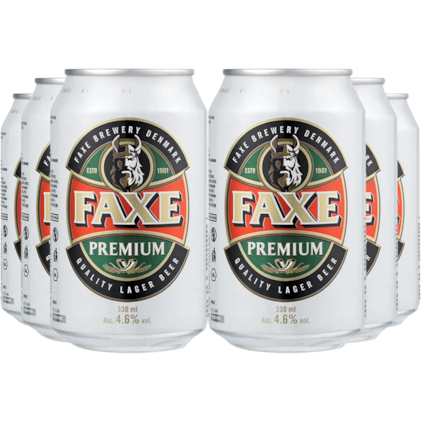 Imagem de Kit Cervejas Faxe Premium - Compre 6 e Leve 2  Copos + 12 Bolachas Originais