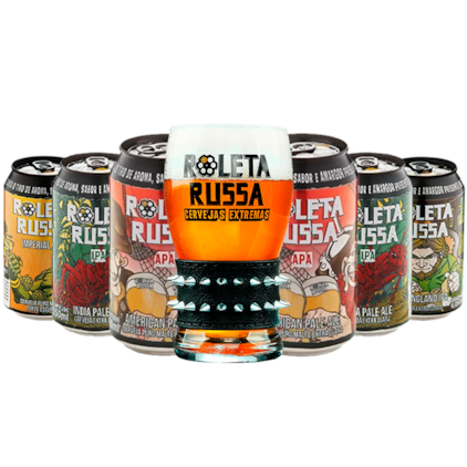 Imagem de Kit Cervejas Roleta Russa Lata + Copo Original da Marca