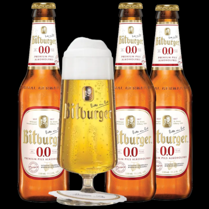 Imagem de Kit de Cerveja Bitburger Premium Pils Drive Alkoholfrei - Compre 3 e Leve Taça