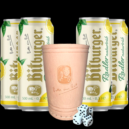 Imagem de Kit de Cerveja Bitburger Radler Naturtrüb Pilsen - Compre 4 e Leve Copo de Couro