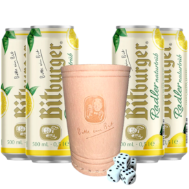 Kit de Cerveja Bitburger Radler Naturtrüb Pilsen - Compre 4 e Leve Copo de Couro