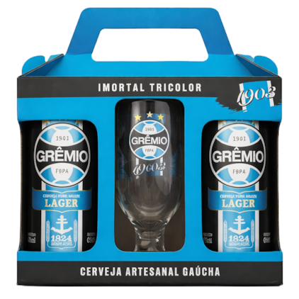 Kit de Cerveja Grêmio Lager Com Copo Exclusivo Imagem de Kit de Cerveja Grêmio Lager Com Copo Exclusivo