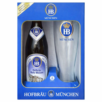 Kit de Cerveja Hofbrau Hefe Weizen Com Copo Original Imagem de Kit de Cerveja Hofbrau Hefe Weizen Com Copo Original