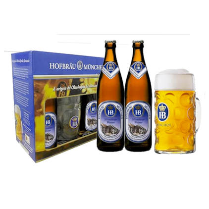 Imagem de Kit de Cerveja Hofbrau Munchner Weisse 500ml - 2 Cervejas + Caneca