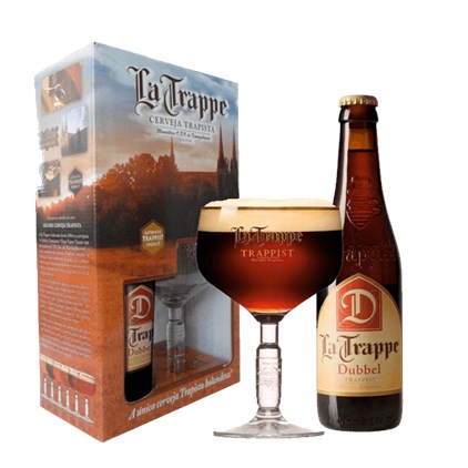 Imagem de Kit de Cerveja La Trappe Dubbel Garrafa 330ml + Taça Exclusiva