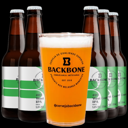 Kit de Cervejas Backbone West Coast IPA - Compre 5 e Leve Copo