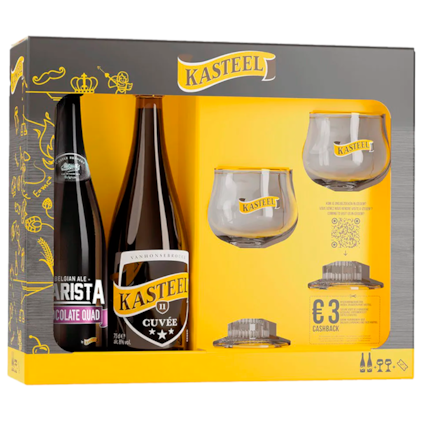 Imagem de Kit de Cervejas Kasteel Cuvée + Barista - 2 Cervejas e 2 Taças