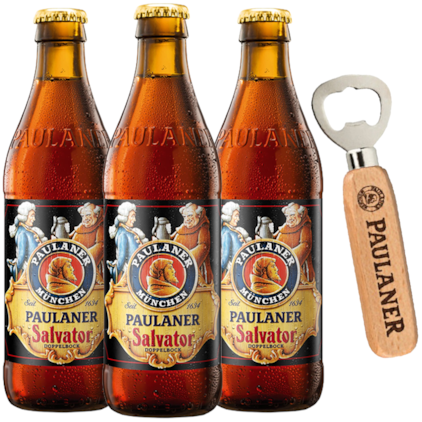 Imagem de Kit de Cervejas Paulaner Salvator - Compre 3 e Leve Abridor