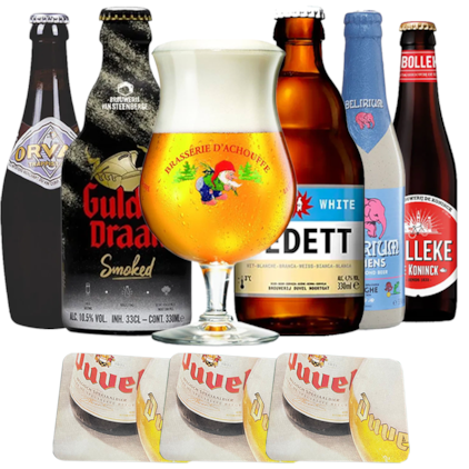 Imagem de Kit de Cervejas Seleção Belga Premium com Taça e Bolachas Grátis