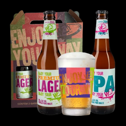 Kit de Cervejas Way Beer IPA e Premium Lager Com Copo
