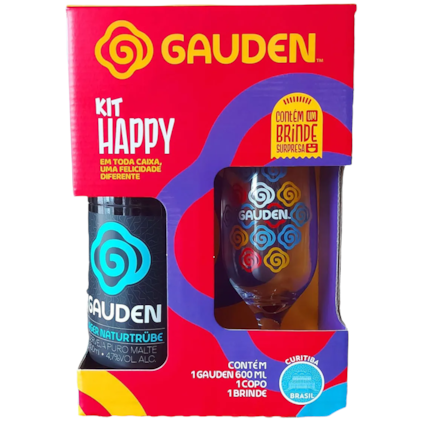 Kit Gauden Happy Lager Naturtrübe com Taça Original + Brinde Surpresa Imagem de Kit Gauden Happy Lager Naturtrübe com Taça Original + Brinde Surpresa