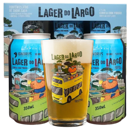 Imagem de Kit Ignorus Lager do Lago Com 2 Cervejas + Copo, Bolachas e Adesivo