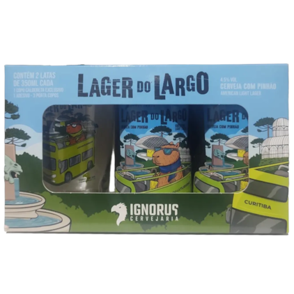 Imagem de Kit Ignorus Lager do Lago Com 2 Cervejas + Copo, Bolachas e Adesivo