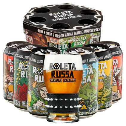 Kit Tambor de Roleta Russa Latas - Compre 6 Cervejas + Copo Original da Marca