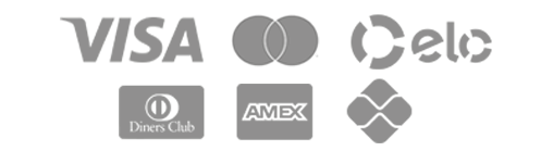Pagamentos aceitos: Master Card, Visa, Diners Club, Elo, Boleto, Amex